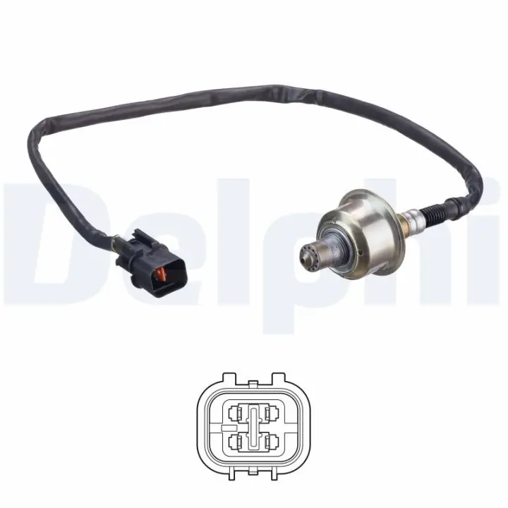Лямбда-зонд (кількість дротів 4, 530мм) HYUNDAI I20 II 1.2/1.2LPG 11.14-09.21 Delphi ES2131712B1 (фото 1)
