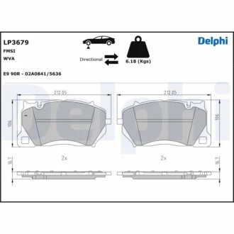Комплект гальмівних колодок Delphi LP3679