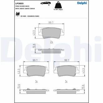 Комплект гальмівних колодок Delphi LP3855