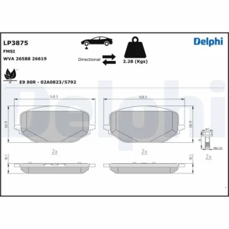 Комплект гальмівних колодок Delphi LP3875