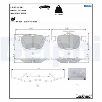 Комплект гальмівних колодок з 4 шт. дисків Delphi LP5011EV