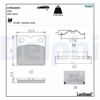 Тормозные колодки, дисковые Delphi LP5026EV