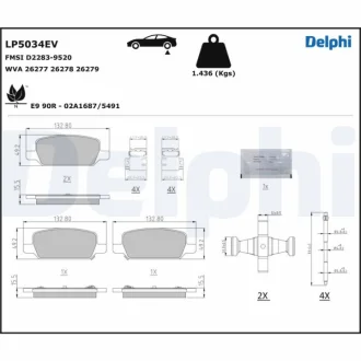 Тормозные колодки, дисковые Delphi LP5034EV