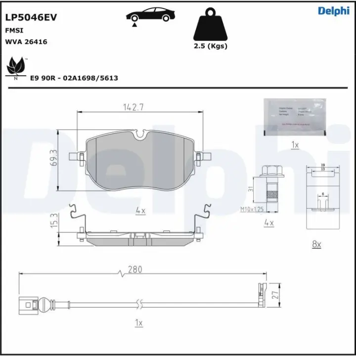 Тормозные колодки, дисковые Delphi LP5046EV (фото 1)
