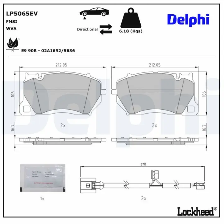 Комплект гальмівних колодок Delphi LP5065EV (фото 1)