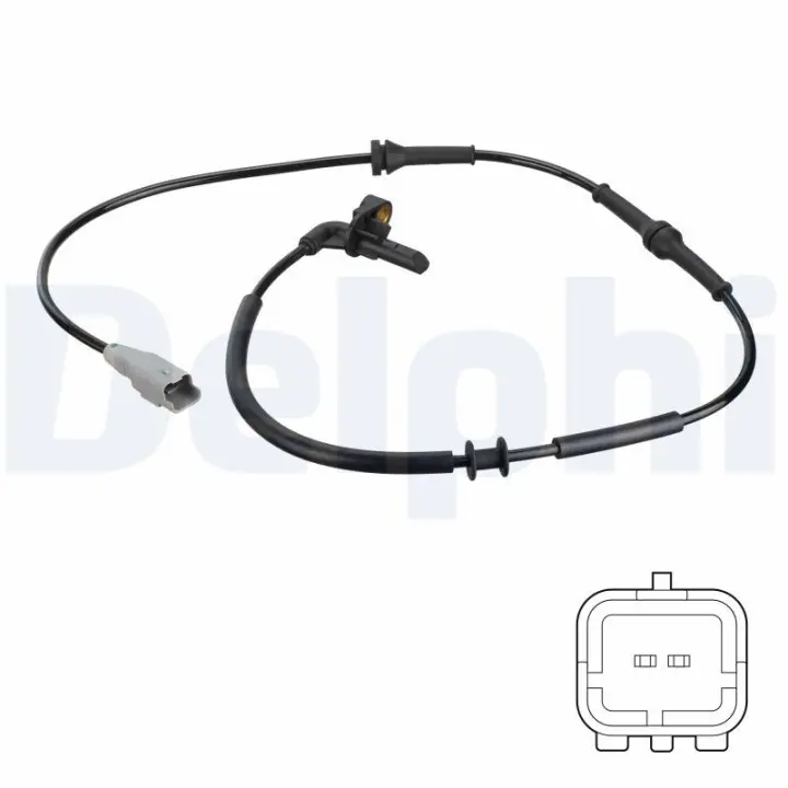 Датчик ABS задн Лів CITROEN BERLINGO, BERLINGO/MINIVAN, XSARA PICASSO PEUGEOT PARTNER, PARTNER ORIGIN, PARTNER ORIGIN/MINIVAN, PARTNER/MINIVAN 1.1-Electric 06.96-12.15 Delphi SS20761 (фото 1)