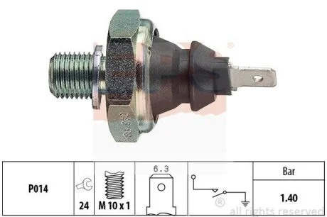 Датчик тиску оливи VW LT 2.4D 78-96 (1.4 bar) (чорний) EPS 1.800.046