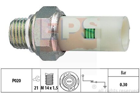 Датчик тиску оливи Renault 19/Clio/Twingo 1.1-1.9D 88- (M14x1.5) (0.21 bar) EPS 1.800.076