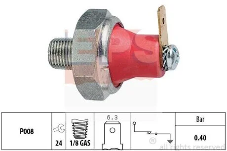 Датчик тиску оливи Hyundai Sonata 3.0i/Mitsubishi Lancer/Colt 1.6-3.0i 91-15 (M1/8x28) 0.40 bar EPS 1.800.094