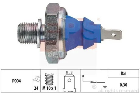 Датчик тиску масла VW Caddy 95-04/ LT -06/T4 90-03 (0.30 bar) (М10х1.0) (синій) EPS 1.800.108