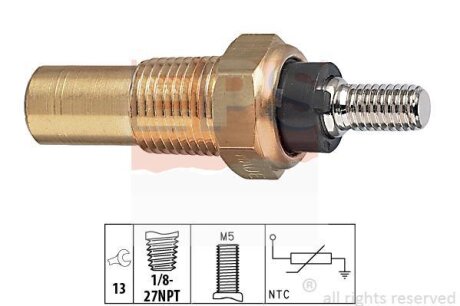 Датчик температури охолоджуючої рідини Ford Mondeo/Fiesta/Sierra 1.8/2.3D 82-00 (чорний) EPS 1.830.124