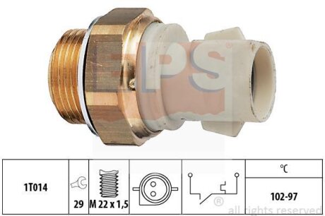 Датчик увімкнення вентилятора Ford Escort/Fiesta/Focus 85-12 (2 конт.) (102-97°C) EPS 1.850.137