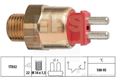 Датчик увімкнення вентилятора MB 190 (W201)/(W124) 81-93 (2 конт.) (100-95°C) EPS 1.850.169
