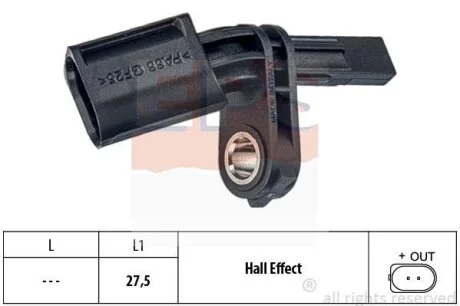 Датчик ABS (передній) VW T5 1.9-3.2 03-/Caddy III 1.4-2.0TDi 04-15 (R) EPS 1.960.006