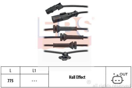 Датчик ABS (передній) Renault Megane II/Scenic II 1.4-2.0 02- EPS 1.960.055