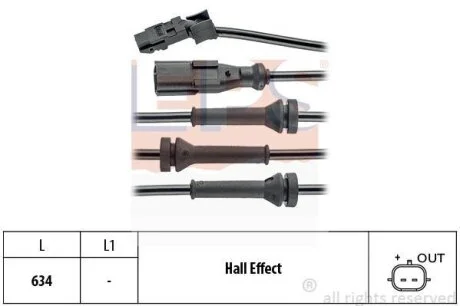 Датчик ABS (передній) Renault Clio/Logan/Dacia Sandero 1.2-2.0 04- (L=634) EPS 1.960.056