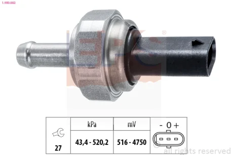 Датчик тиску вихлопних газів BMW 3 (E90/F30/F80)/5 (F10)/7 (F01-F04) 07-18 N47/N57 EPS 1.980.002
