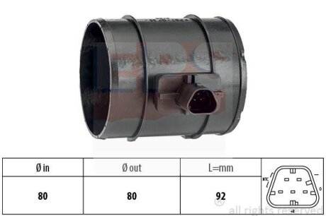 Витратомір повітря Opel Astra J/Insignia A 1.6-2.0 CDTI 08- EPS 1.991.438