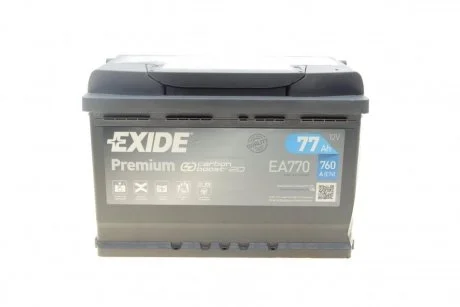 АКБ 6СТ-77 R+ (пт760) (необслуж) Premium Exide EXIDE EA770