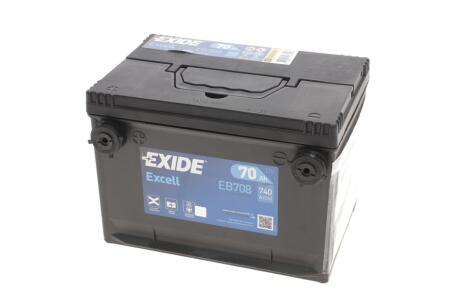 Акумуляторна батарея 70Ah/740A (260x180x186/+L/B7) Excell EXIDE EB708