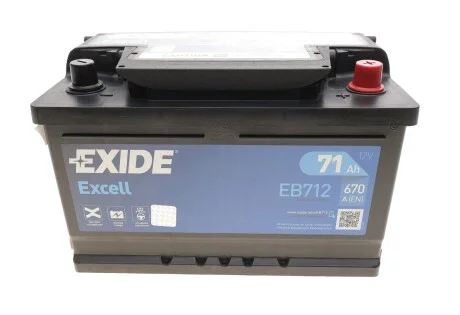 АКБ 6СТ-71 R+ (пт670) (необслуж) (низкий) EXCELL Exide EXIDE EB712