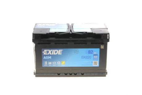 АКБ 6СТ-82 R+ (пт800) (необслуж) (315х175х192) AGM Exide (Start/Stop) EXIDE EK820