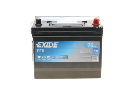 Аккумуляторная батарея EFB 12В 75Аг 750А(ASIA) R+ EXIDE EL754