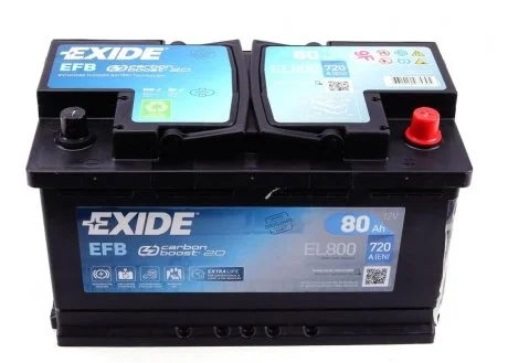 АКБ 6СТ-80 R+ (пт800) (необслуж)(315х175х190) EFB Exide (Start/Stop) EXIDE EL800