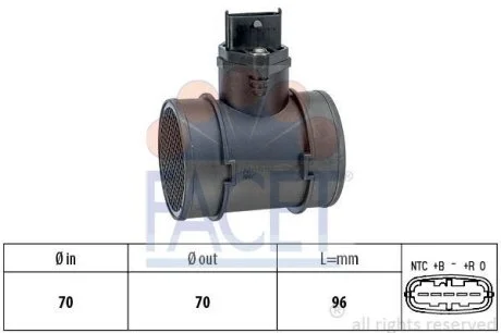 Расходомер воздуха (5 конт.) Combo 1.7Di/DTi 01- (48/55kw) (10.1155) Facet FACET 101155