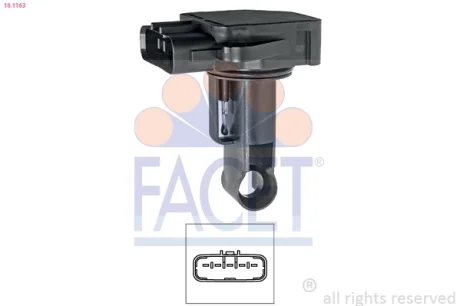 Расходомер воздуха (5 конт., картридж) MAZDA 6 2.0D 02-07/MITSUBISHI L 200 2.5D 05-15/PAJERO 3.2D 07 (10.1163) Facet FACET 101163