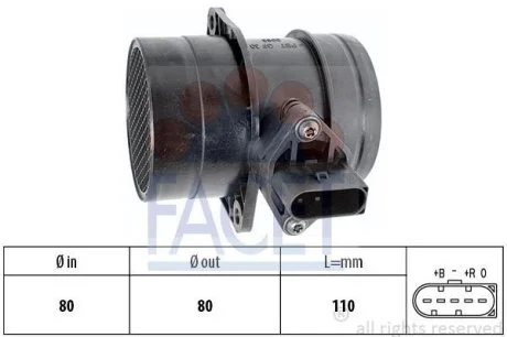 Расходомер воздуха (5 конт.) VW GOLF IV/PASSAT 2.3 96-06 (10.1213) Facet FACET 101213
