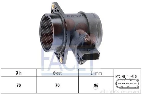 Расходомер воздуха (5 конт.) VW T5/Golf IV 1.6-4.2 95-15 (10.1221) Facet FACET 101221