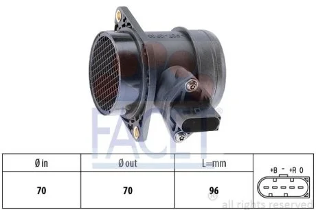 Расходомер воздуха (5 конт.) VW T4/ LT II 1.9D/2.5D 95-06 (L=96) (10.1284) Facet FACET 101284