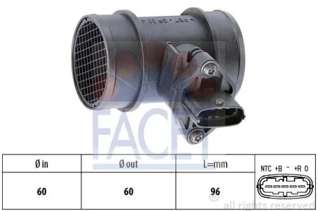 Расходомер воздуха (5 конт.) OPEL Combo, Astra H 1.0/1.2/1.4 03- (10.1285) Facet FACET 101285