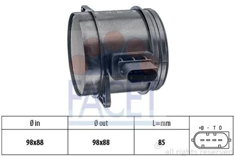 Витратомір повітря BMW 3/5/X3/X5 2.0/3.0 d 04-> (10.1348) Facet FACET 101348