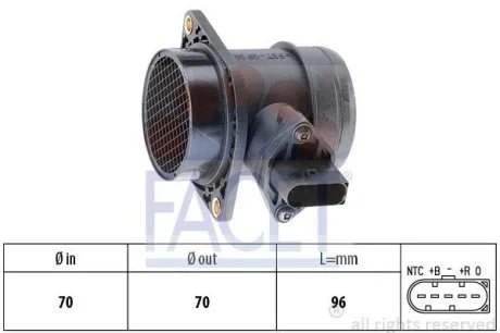 Расходомер воздуха (5 конт.) VW GOLF IV/SKODA OCTAVIA 1.2/1.8/2.0 96-10 (10.1380) Facet FACET 101380