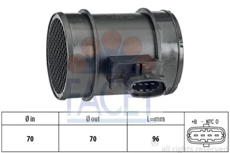 Расходомер воздуха (4 конт.) Doblo/Combo 10- 1.3/1.6/2.0D/Ducato 2.3D 06- (10.1413) Facet FACET 101413