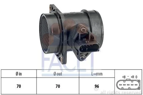 Расходомер воздуха (5конт.) AUDI A4/ A6/SKODA OCTAVIA 1.6/1.8T 96-10 (10.1439) Facet FACET 101439