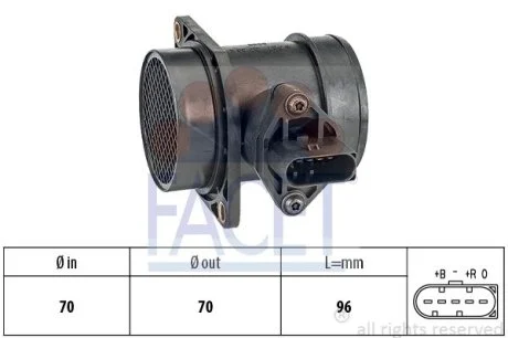 Расходомер воздуха (5 конт.) AUDI A4/VW GOLF IV/SKODA OCTAVIA 1.8T 96-10 (10.1441) Facet FACET 101441