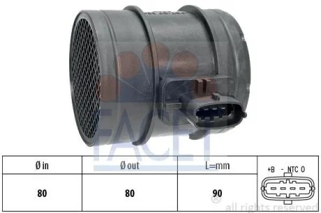 Расходомер воздуха Ducato/Daily 2.0/2.3/3.0 D/Multijet 06- (10.1483) Facet FACET 101483