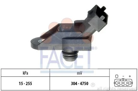 Датчик давления наддува Opel Astra G/Omega/Vectra B/Zafira A 1.7-2.2 96-05 Facet FACET 10.3014