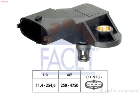 Датчик давления наддува (4 конт.) FIAT DUCATO/IVECO DAILY III 2.3D/2.8D 99- (10.3110) Facet FACET 103110