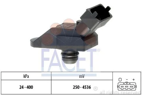 Датчик давления наддува (3 конт.) BMW 3(E46)/5(E39,E60)/X5(E53) 2.5D/3.0D 98-10 (10.3115) Facet FACET 103115