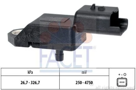 Датчик давления наддува Citroen C5 / Ford Fiesta/Transit Courier / Peugeot 407 1.4-2.2 Hdi/TDCi 06-> (10.3134) Facet FACET 103134