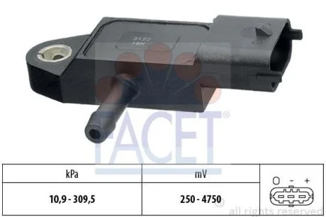 Датчик давления наддува Ford C-Max/Mondeo/Connect 1.8TDCi 02-15 (10.3144) Facet FACET 103144