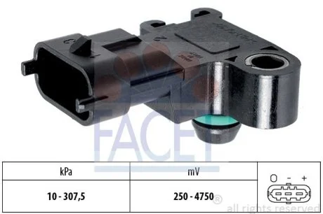 Датчик давления наддува (3 конт.) FORD TOURNEO/FIESTA VI 1.0-3.2D 07- (10.3244) Facet FACET 103244