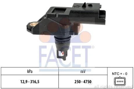 Датчик давления наддува Berlingo/Partner 1.6 HDi 10-/Scudo/Jumpy/Expert 2.0 HDi 10- Facet FACET 10.3261