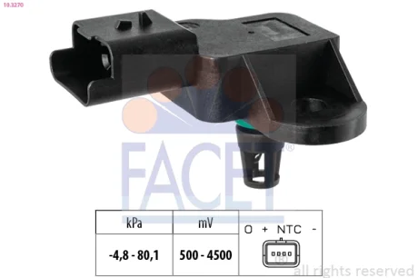 Датчик давления наддува (MAP) Citroen/Peugeot/Mini EP3, EP6 (10.3270) Facet FACET 103270