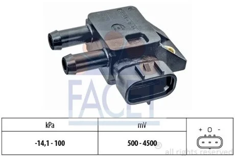 Датчик давления выхлопных газов Hyundai H-1 II 2.5 CRDi (09-) Facet FACET 10.3284