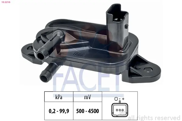 Датчик тиску вихлопних газів Scudo/Peugeot 206,EXPERT 1.6D/2.0D/2.2D 99- (10.3316) Facet FACET 103316 (фото 1)